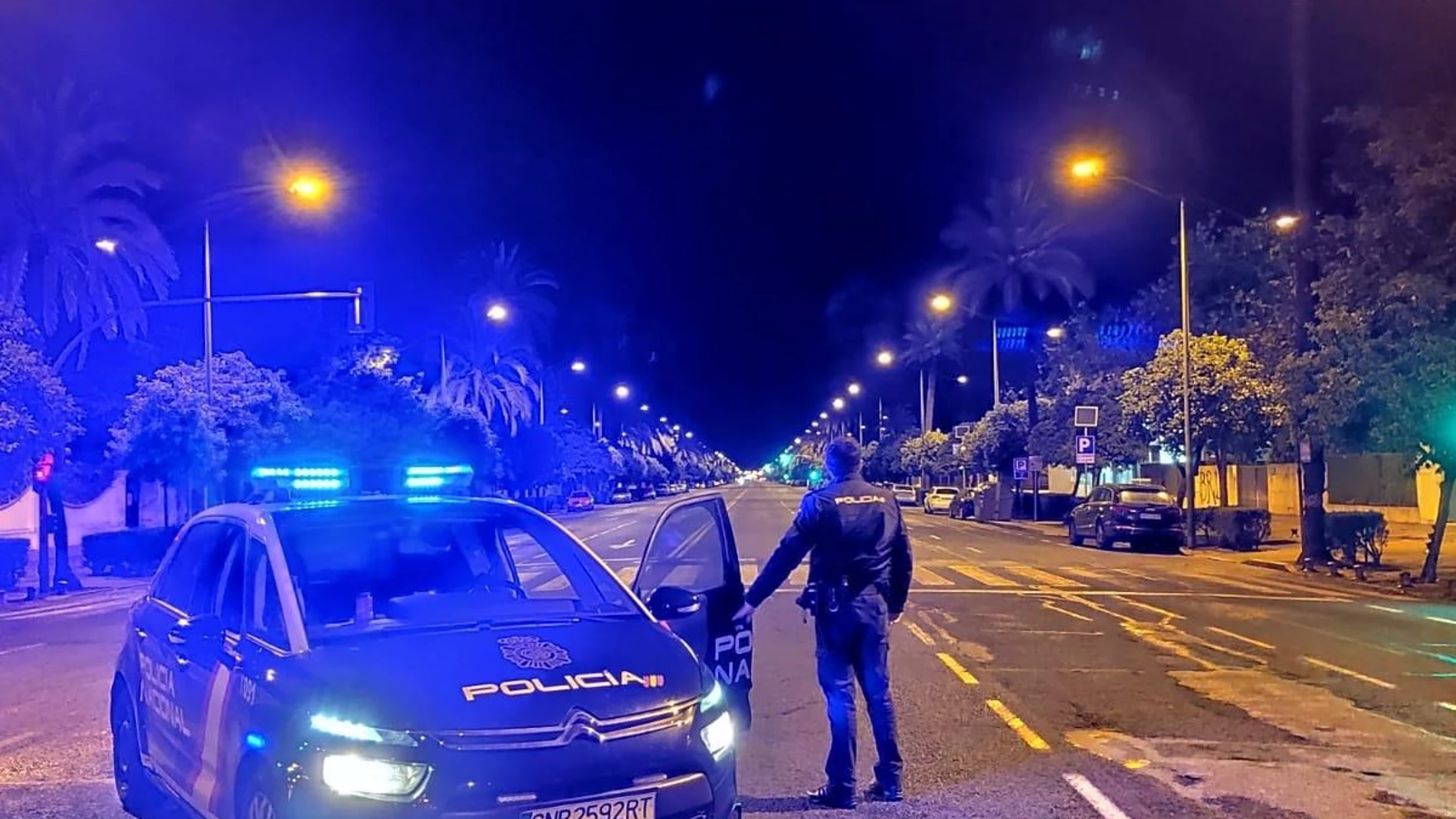 Efectivos policiales en labores de vigilancia en Sevilla