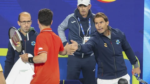 Nadal felicita a Bautista por su victoria ante John Millman