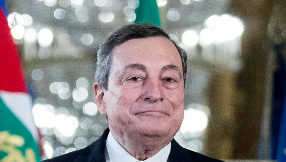 Mario Draghi durante su discurso en el Palacio del Quirinal