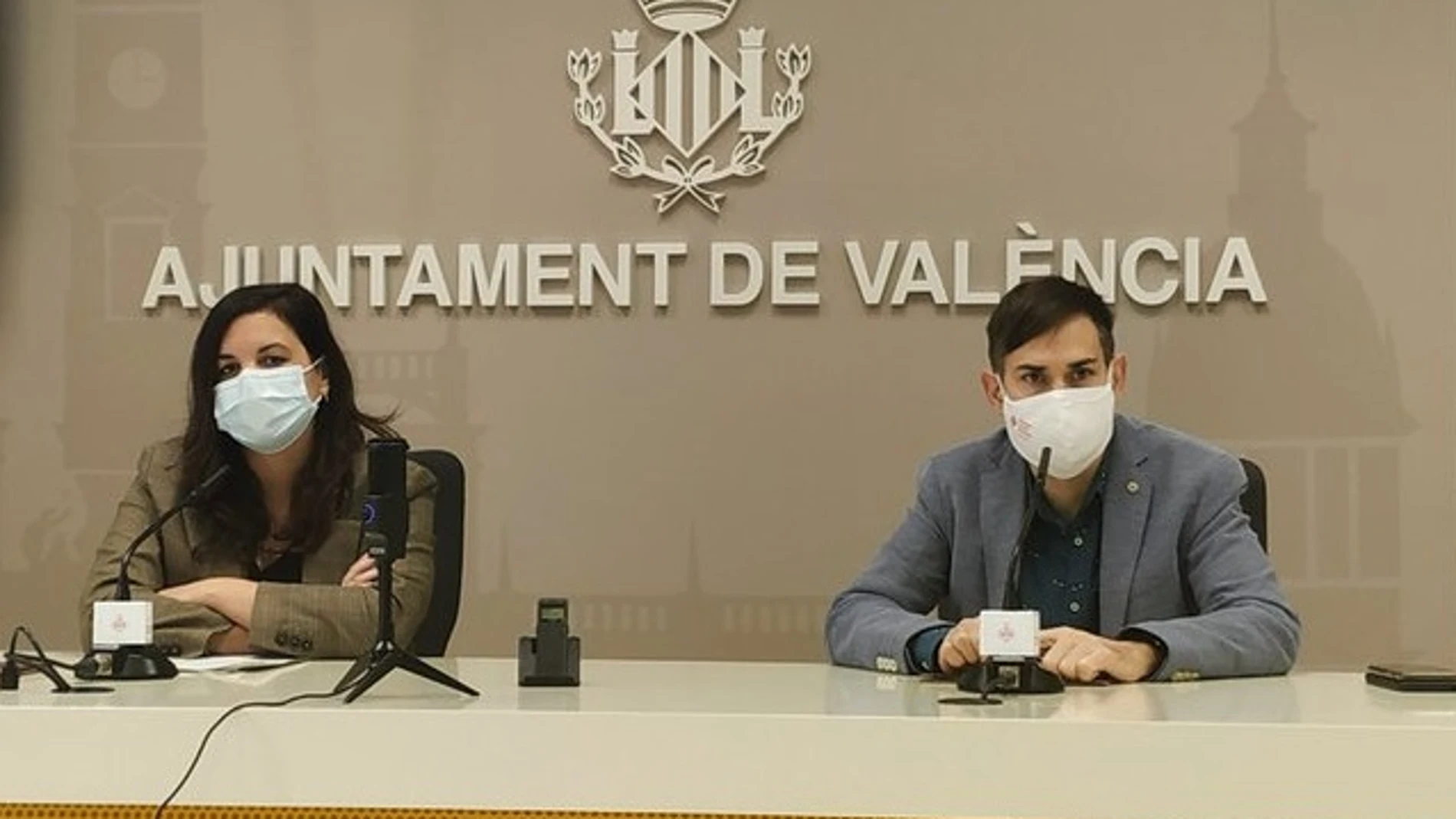 Los vicealcaldes de València y portavoces del gobierno local, Sandra Gómez y Sergi Campillo.