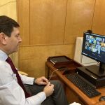 El consejero de Economía y Hacienda, Carlos Fernández Carriedo, durante la reunión telemática del Plan de Dinamización de Soria