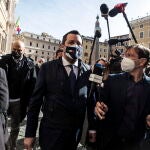 El líder de la Liga, Matteo Salvini, tras reunirse con Mario Draghi