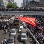 Protestas contra la junta militar en Rangún