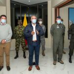 El Presidente Iván Duque junto al ministro Diego Molano y el director de la Policía