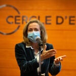 La ministra de Asuntos Económicos y Transformación Digital, Nadia Calviño interviene en el Cercle d'Economia, en Barcelona