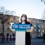 La presidenta de la Comunidad de Madrid, Isabel Díaz Ayuso, durante un acto en la campaña de las pasadas elecciones autonómicas en Cataluña