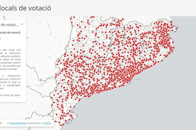 Mapa de locales de votación en Cataluña