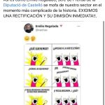 Publicación en redes sociales del director de Comunicación del Ayuntamiento de Castellón, Emilio Regalado, que ha indignado a los hosteleros