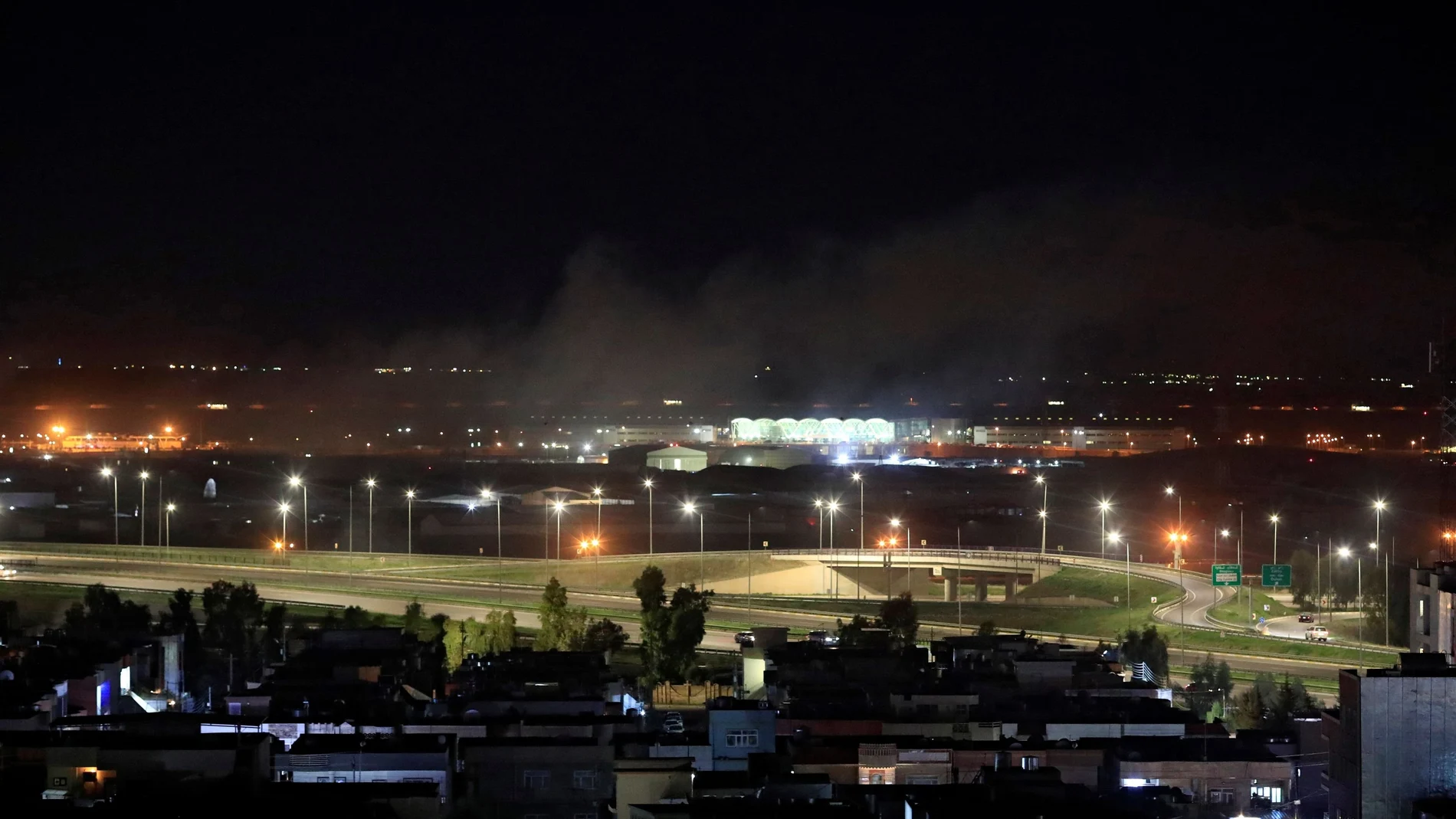 Imagen del aeropuerto de Erbil tras el ataque