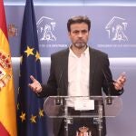El presidente del grupo parlamentario de Unidas Podemos en el Congreso, Jaume Asens, durante una rueda de prensa posterior a una reunión de la Junta de Portavoces en el Congreso de los Diputados, en Madrid EUROPA PRESS/E. Parra. POOL16/02/2021