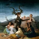 En la pintura de "El aquelarre" (1798) de Goya, el demonio se encuentra en el epicentro del ritual en forma de macho cabrío