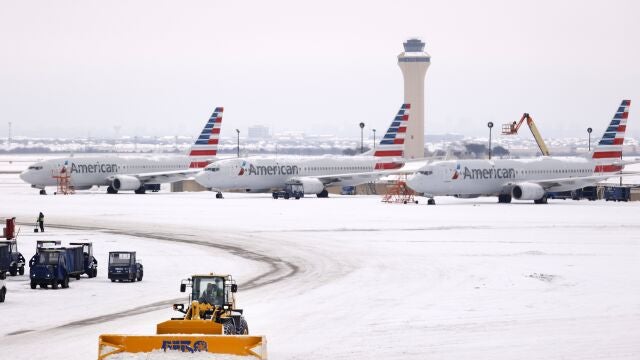 Aeropuerto de Dallas, esta noche volvió a nevar