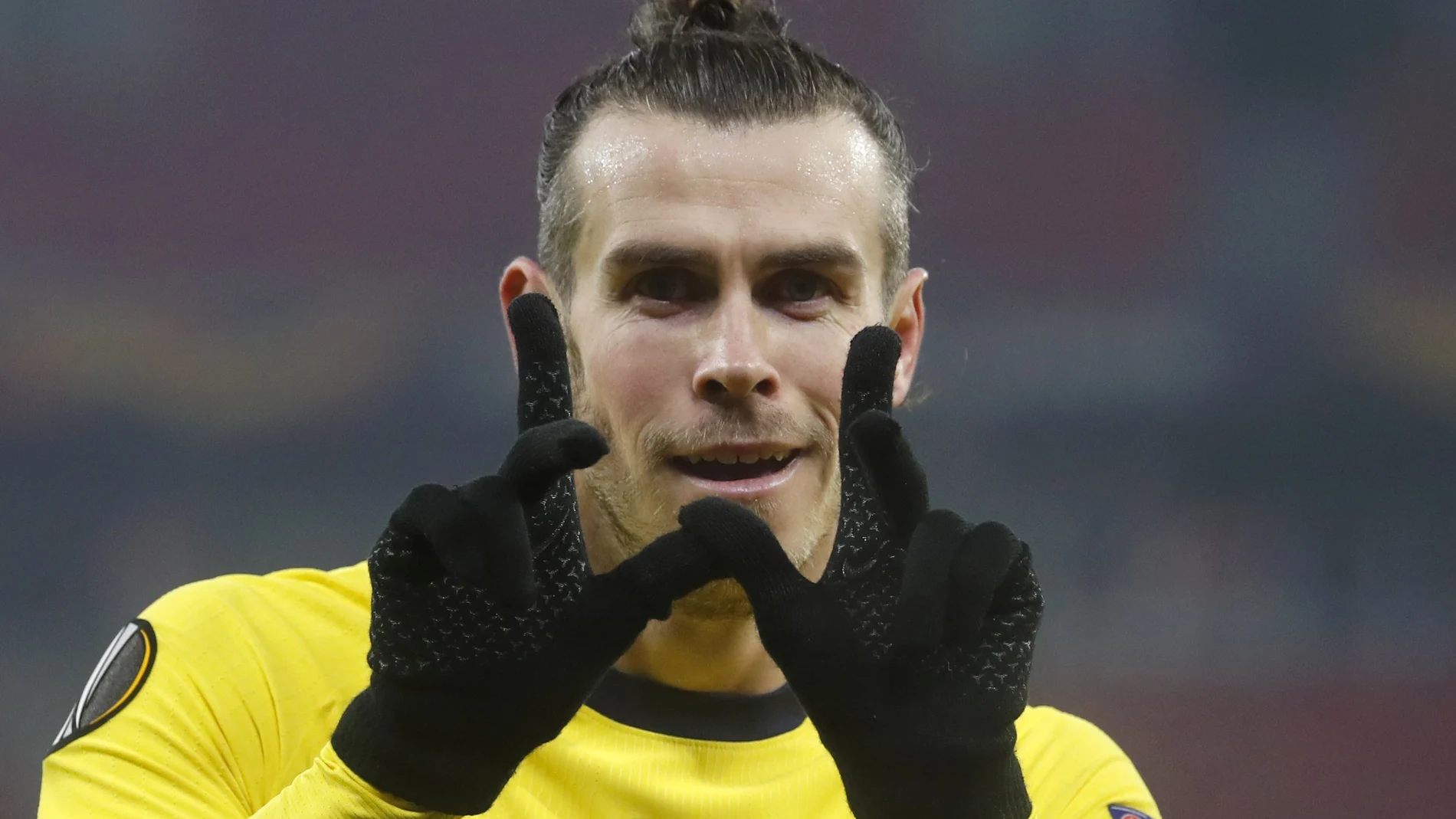 Gareth Bale celebra el gol que le ha marcado al Wolfsberger AC en los dieciseisavos de final de la Liga Europa