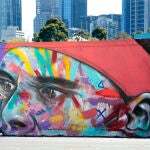 Rafa Nadal, en un mural en Melbourne