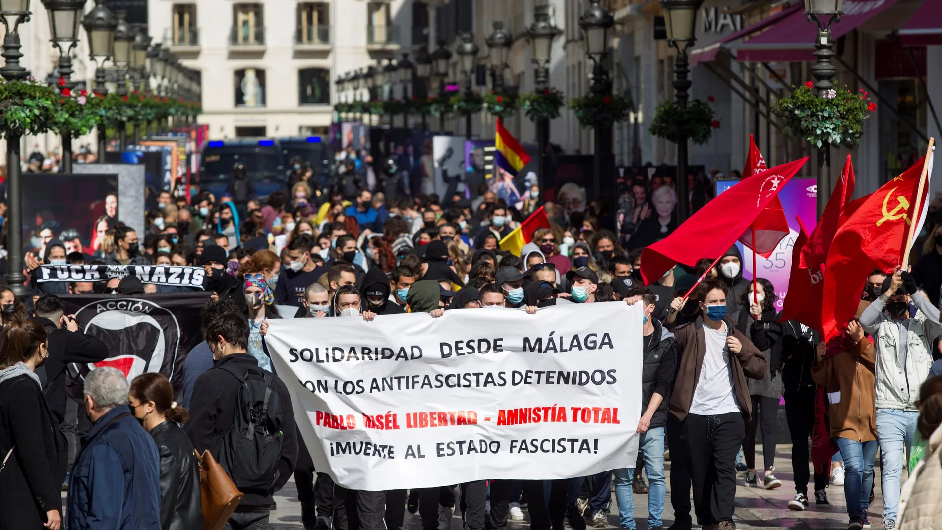 Cientos de personas han participado en Málaga en una movilización en apoyo al rapero Pablo Hasél