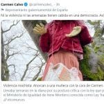 La vicepresidenta primera Carmen Calvo rechaza las amenazas ante la foto de una muñeca ahorcada con su caraEUROPA PRESS20/02/2021