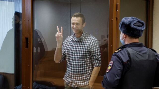 El opositor ruso, Alexei Navalni, durante su juicio el pasado febrero