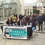 Rueda de prensa del grupo de apoyo 'Carles Llibertat' por el manifestante de Barcelona encarcelado durante las protestas por Pablo Hasel. En Barcelona, el 26 de febrero de 2021. EUROPA PRESS