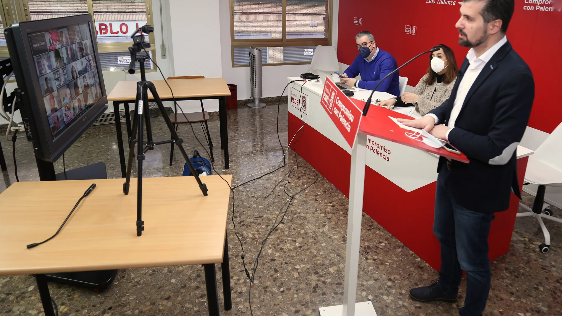 Luis Tudanca, secretario regional del PSOE, interviene en el Comité Provincial del PSOE de Palencia