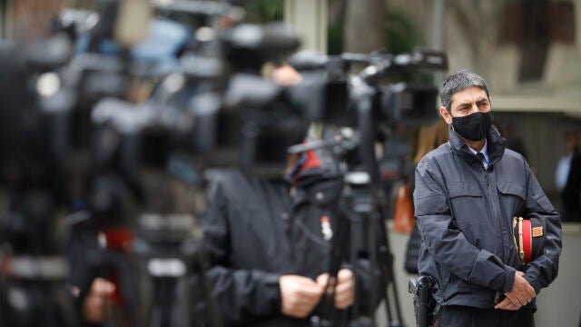 El mayor de los Mossos d'Esquadra, Josep Lluis Trapero, durante una rueda de prensa tras la reunión que han mantenido el Govern de la Generalitat y el Ayuntamiento de Barcelona.