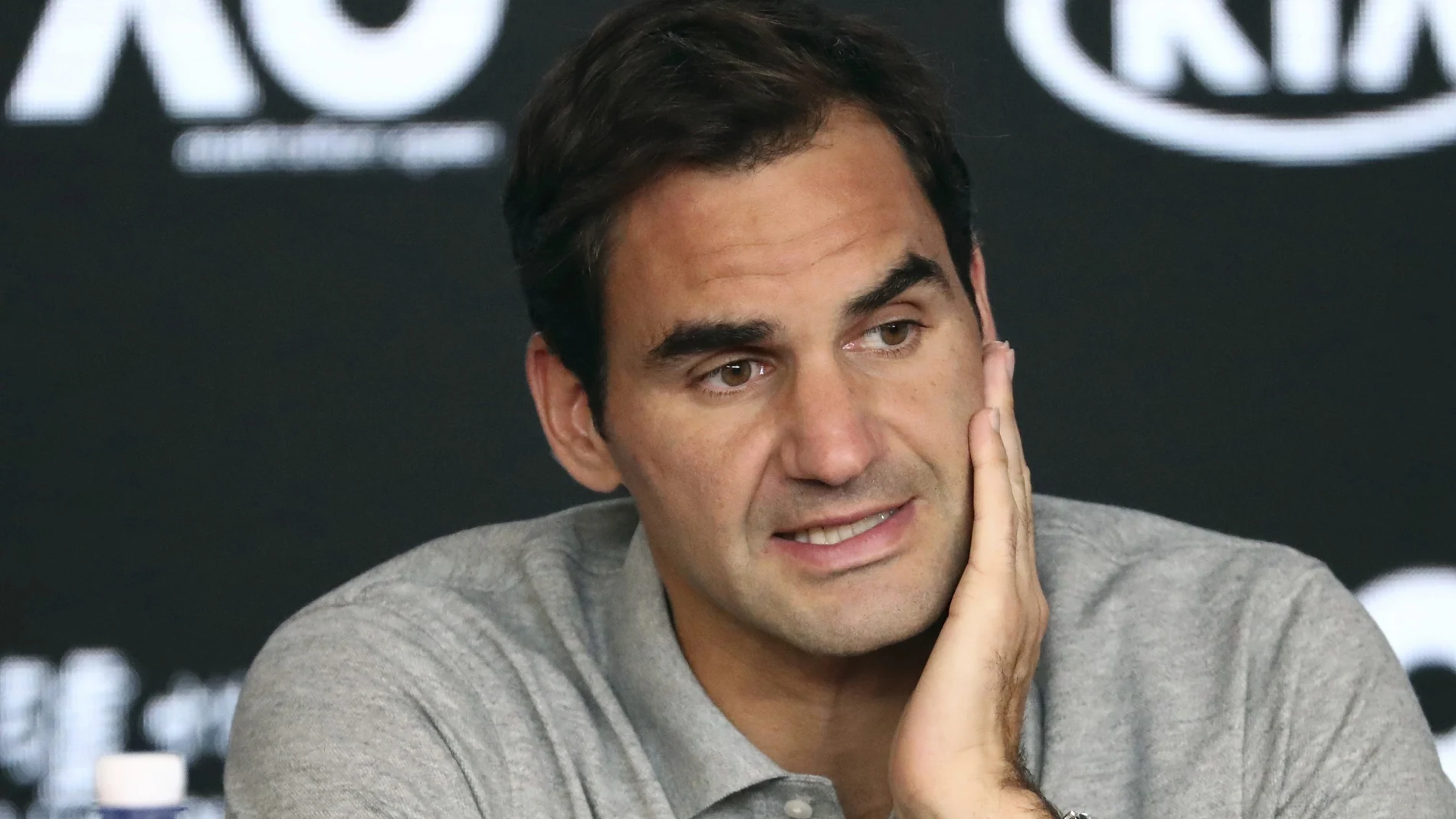 Imagen del tenista suizo Roger Federer durante una rueda de prensa
