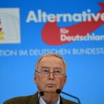 El co líder de Alternativa por Alemania, Alexander Gauland, da una rueda de prensa hoy en el Parlamento