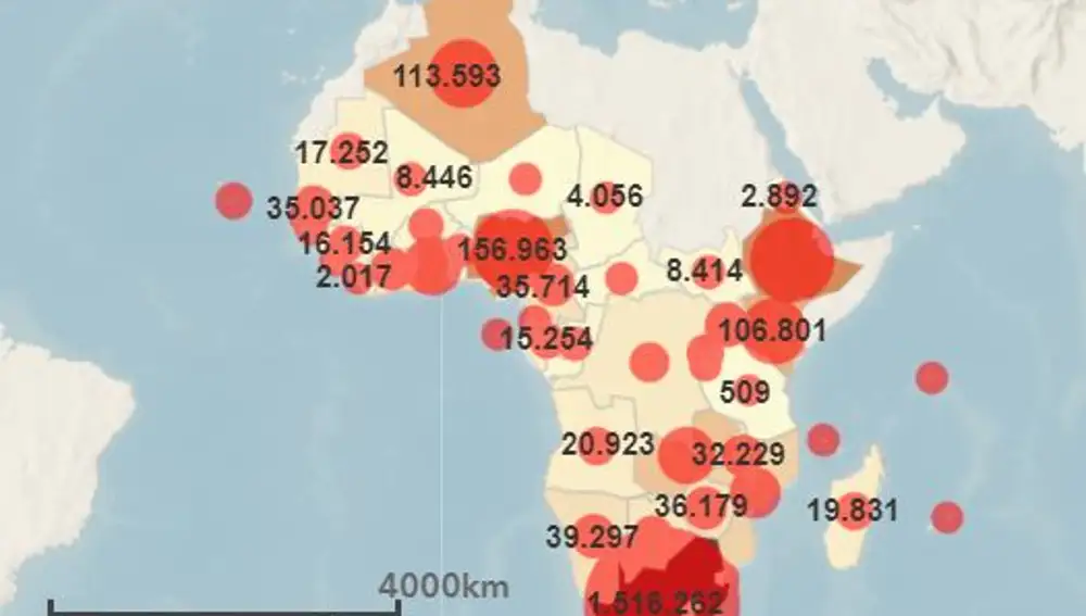 La incidencia de la Covid en África, según datos de la OMS