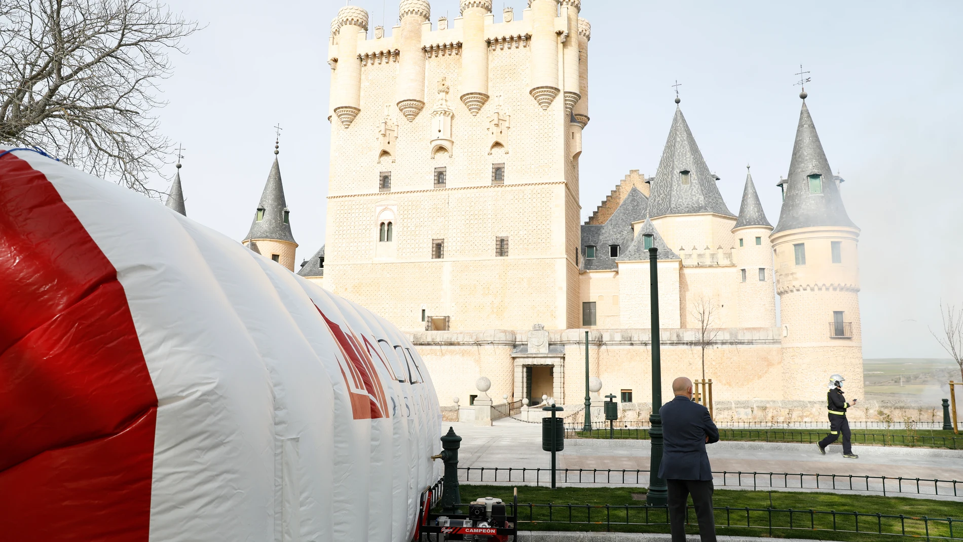 Simulacro de incendio organizado en el Alcázar de Segovia