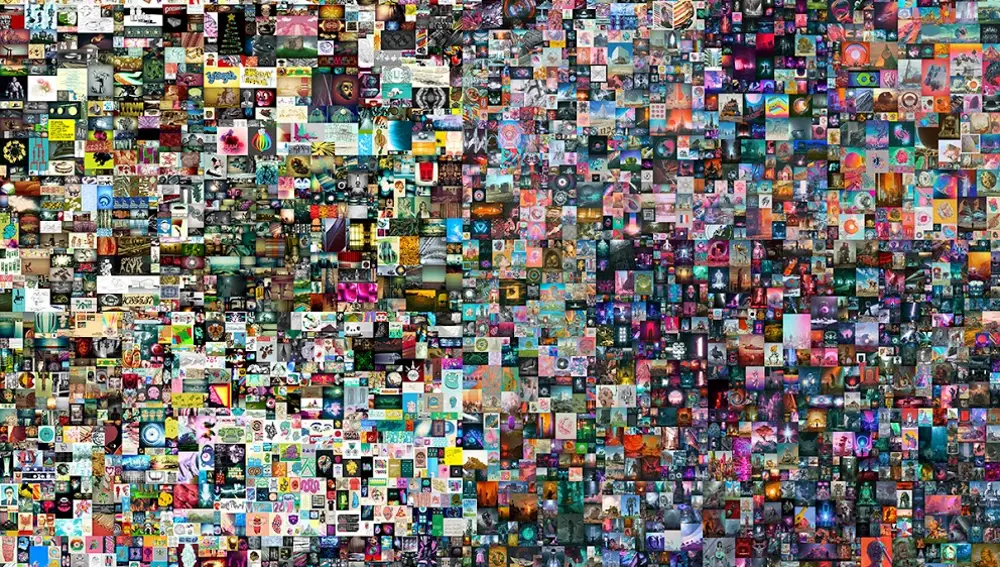 El collage digital titulado “Everydays: The First 5,000 Days” de Mike Winkleman, más conocido como Beeple