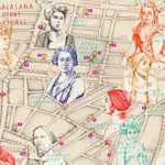 Mapa cultural ilustrado sobre Manuela Malasaña y otras mujeres