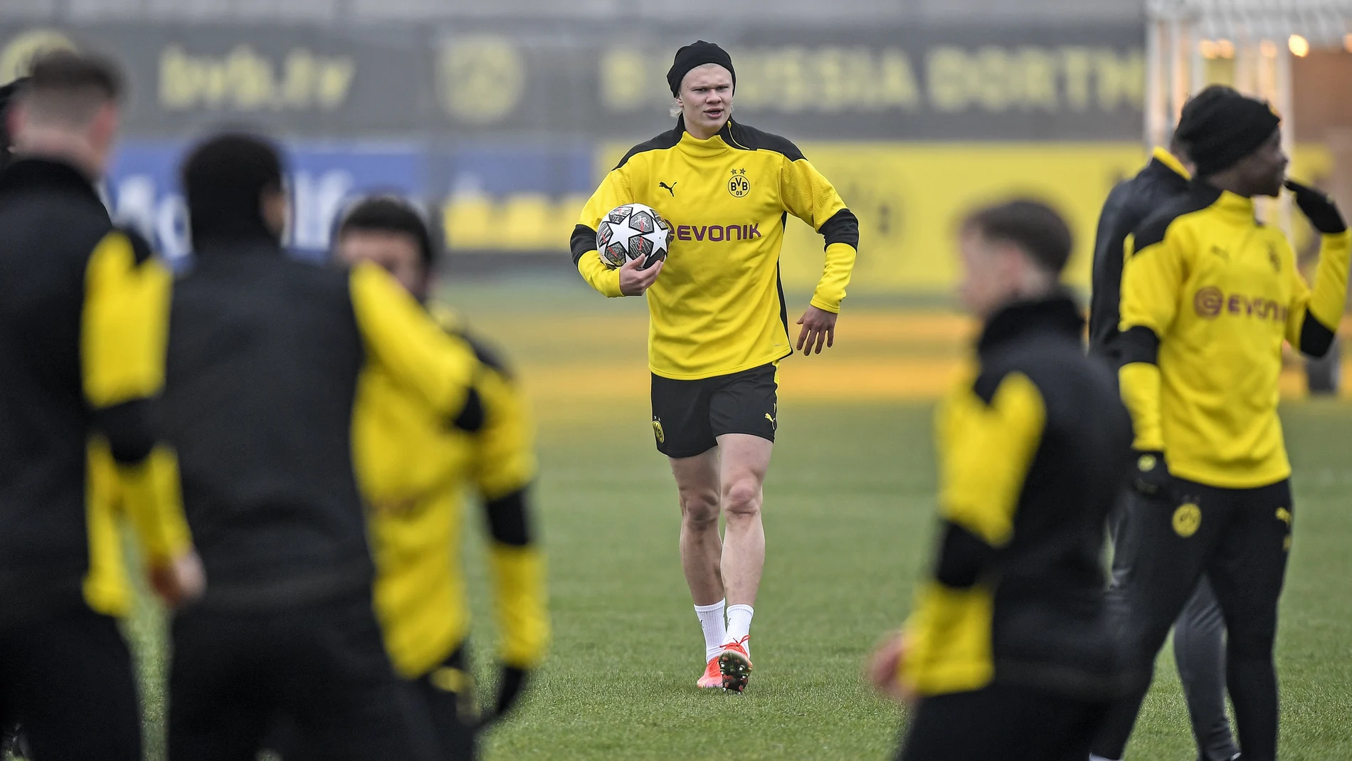 Erling Haaland, en el último entrenamientos del Borussia Dortmund