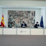 Imagen de la reunión del Consejo de Ministros presidida por el presidente del Gobierno, Pedro Sánchez, de este martes en Moncloa