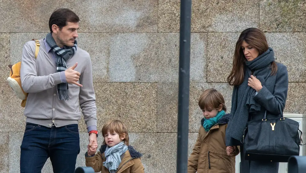 Journalist Sara Carbonero and Iker Casillas and sons Martin and Lucas Casillas in Oporto on Sunday, 10 November 2019.