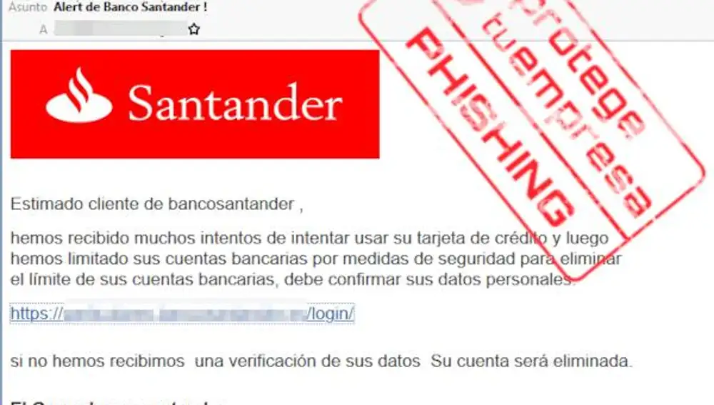 Este es el mensaje con el que suplantan al Banco Santander