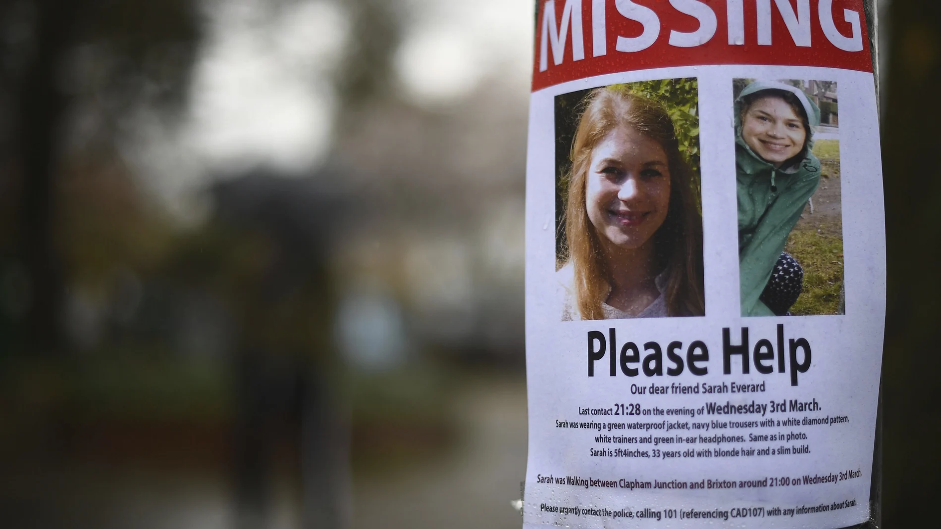 Un letrero en Clapham, Londres, pide ayuda para encontrar a Sarah Everard
