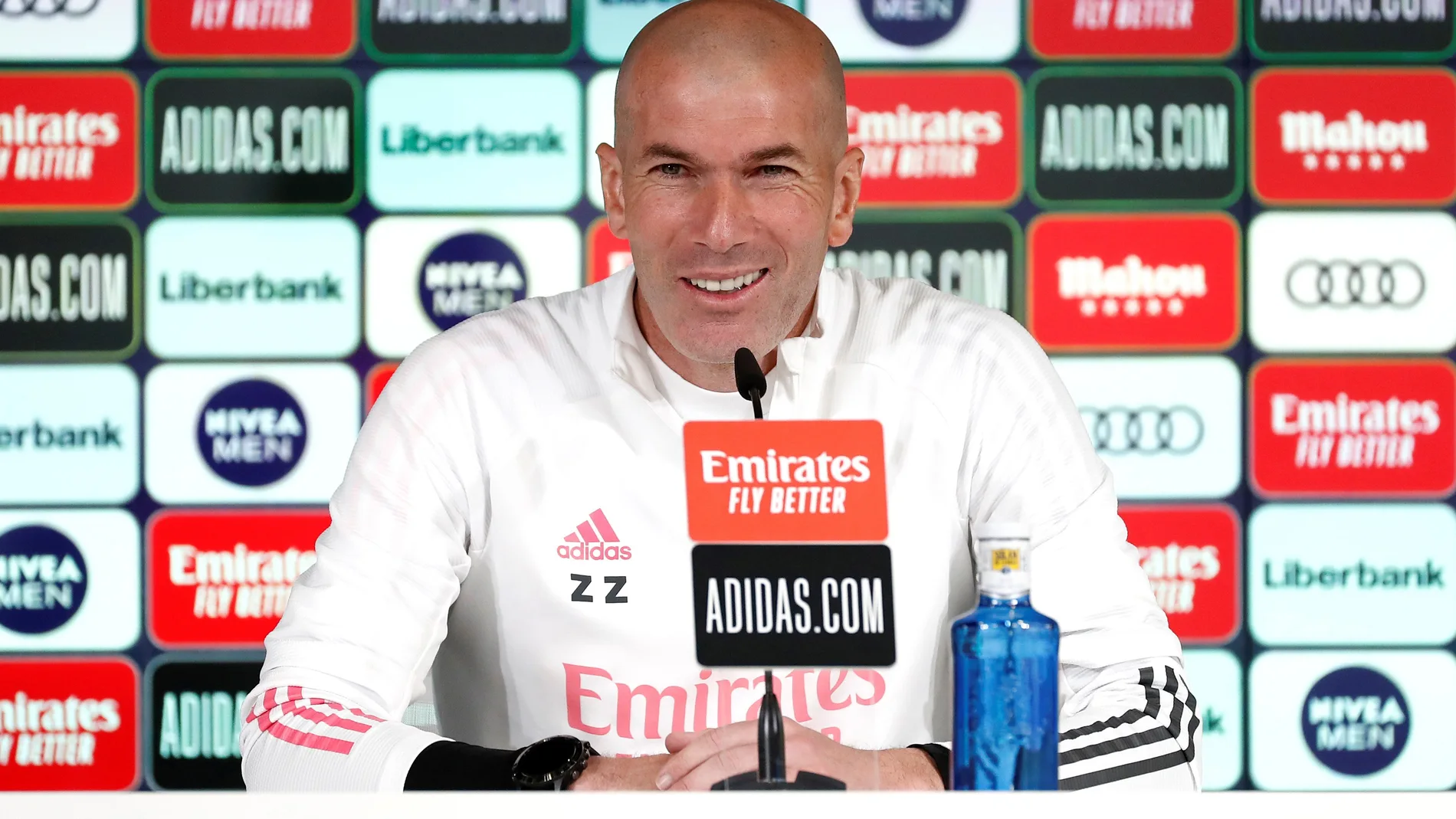 Zinedine Zidane, durante su comparecencia telemática este viernes desde la Ciudad Deportiva del Real Madrid