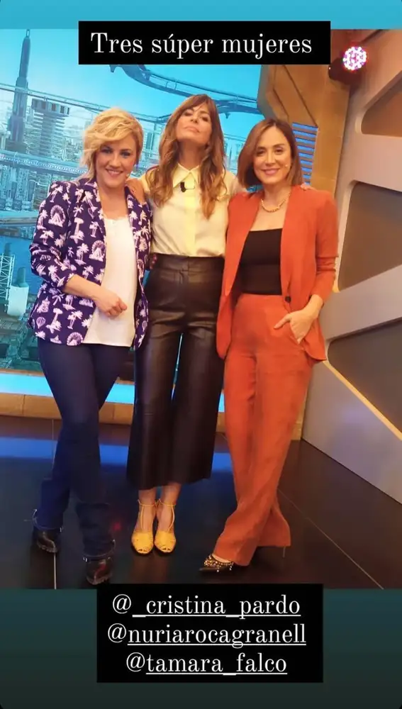Tamara Falcó, Nuria Roca y Cristina Pardo en 'El Hormiguero'.