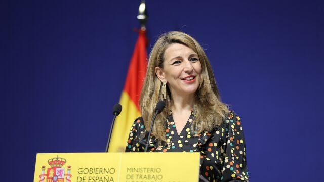 La ministra de Trabajo, Yolanda Díaz, en una rueda de prensa