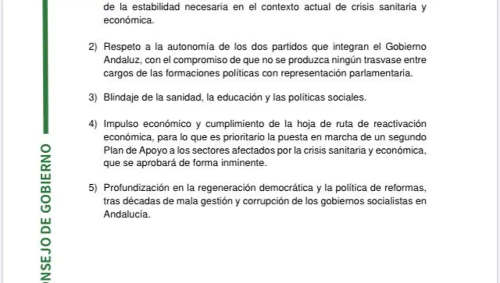 Nota de la Junta de Andalucía