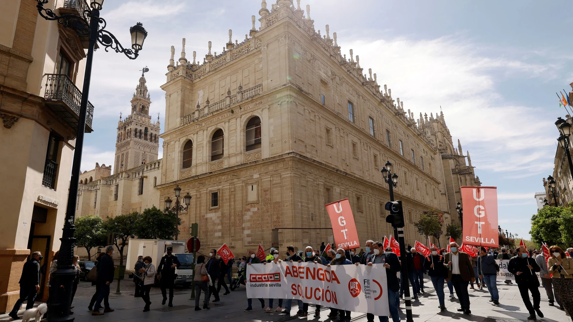 Trabajadores de Abengoa, durante la protesta