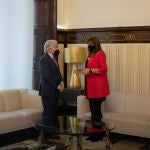 La presidenta del Parlament, Laura Borràs se reúne con el presidente de Foment del Treball Josep Sánchez Llibre