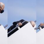 Joe Biden en el momento de su caída subiendo al Air Force One