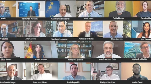 Imagen del acto de presentación de StepbyWater, celebrado en formato online en junio de 2020, al que asistió el secretario de Estado de Medio Ambiente, Hugo Morán, junto a representantes de las entidades integradas en la alianza