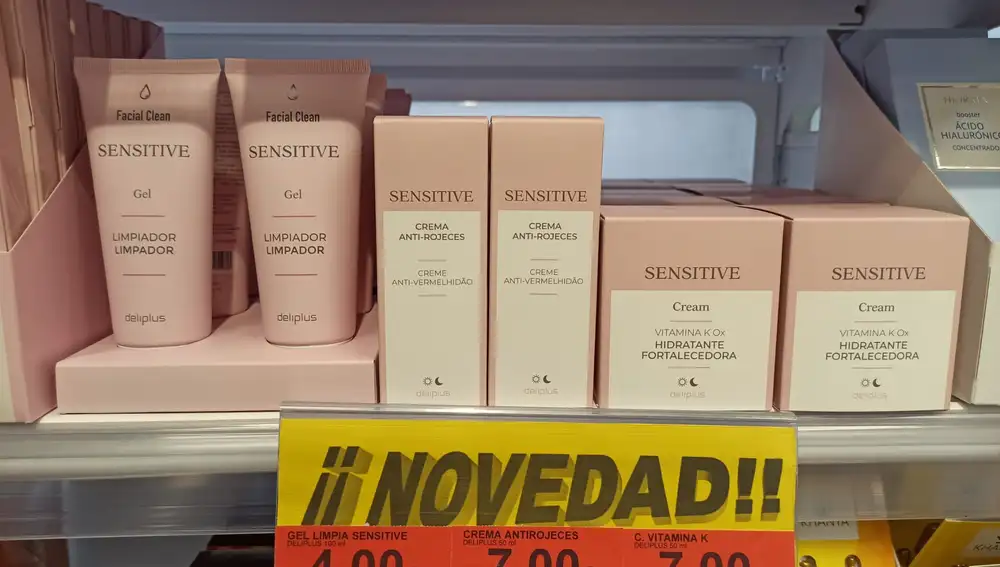 Crema anti-rojeces Sensitive de Deliplus en los lineales del supermercado