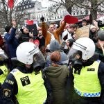 Manifestación contra las restricciones anti covid en la ciudad sueca de Malmö el pasado marzo