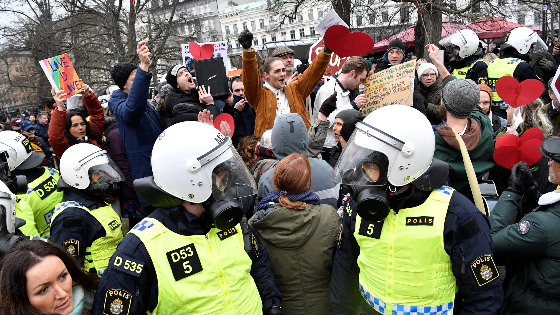 Manifestación contra las restricciones anti covid en la ciudad sueca de Malmö el pasado marzo