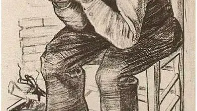 El grabado "En la puerta de la eternidad" que Van Gogh pintó en 1882