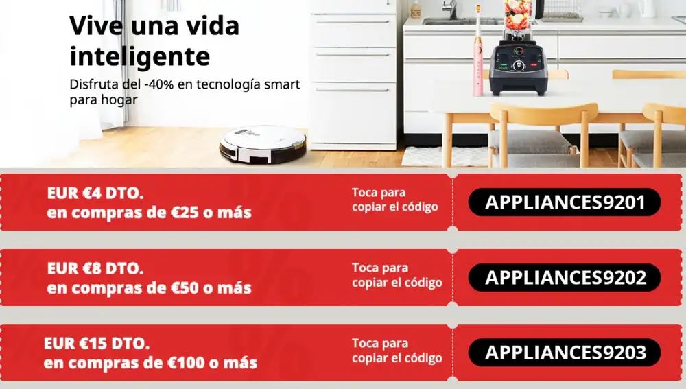 Ofertas y códigos descuento para la campaña de AliExpress para electrodomésticos inteligentes