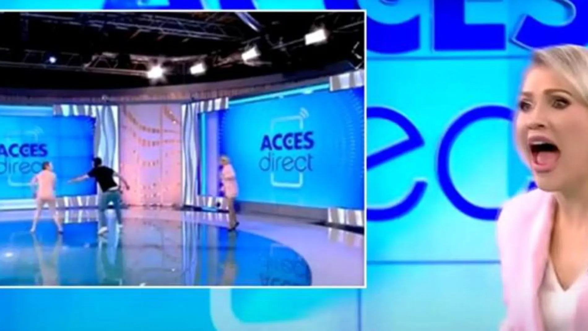 La cara de la presentadora ante el ataque
