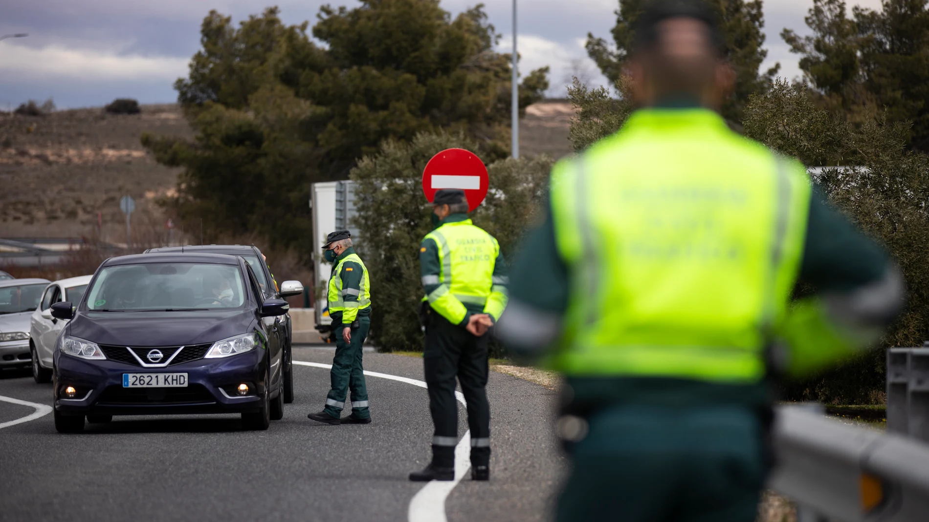 Control de trafico de la Guardia Civil a la altura de Ocaña en la Autovia de Andalucía A-4